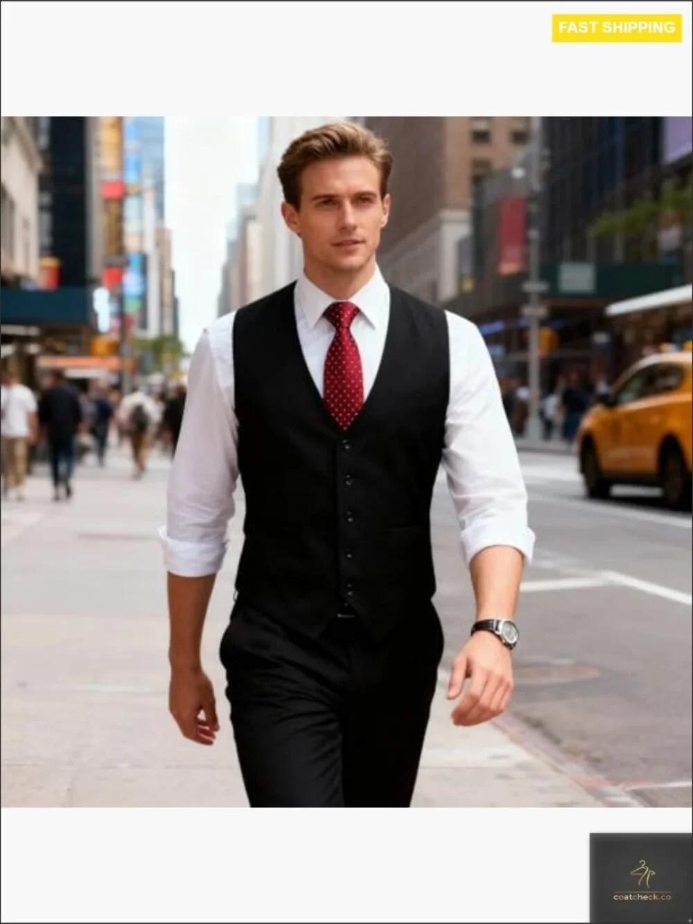Classic Men's Suit Vest Formal Business Casual Wedding Waistcoat V-Neck